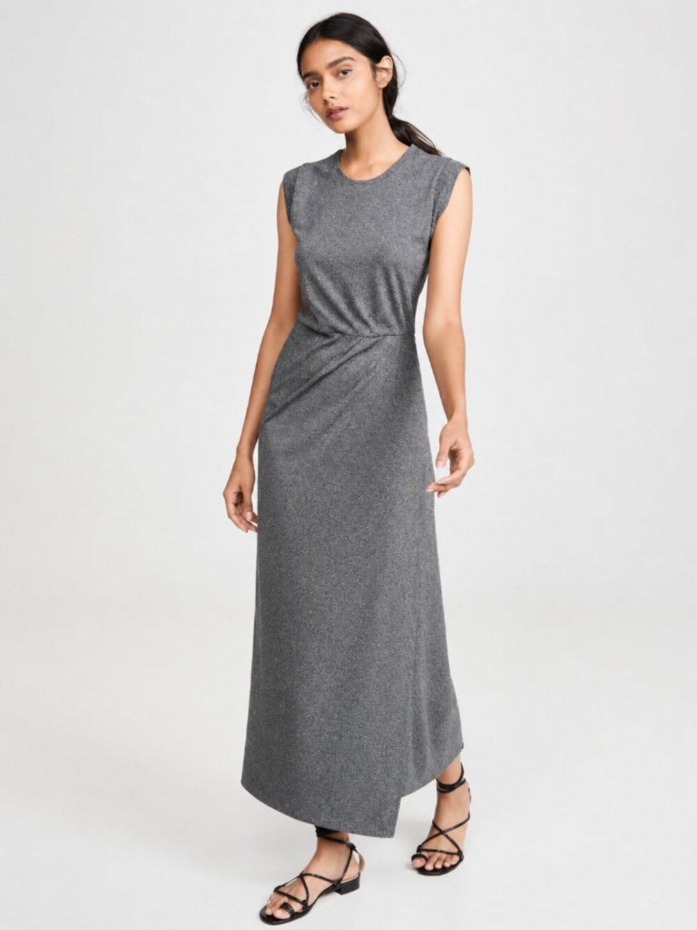 Club Monaco Grey Knit Maxi Dress Twist Waist Sleeveless Column Dress M NWT